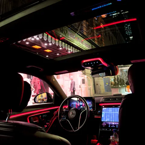 Panoramic roof and ambient lighting after dark