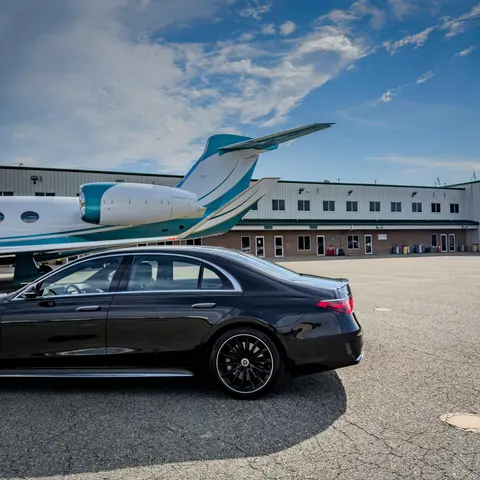 Mercedes-Benz S-Class at a private aviation terminal